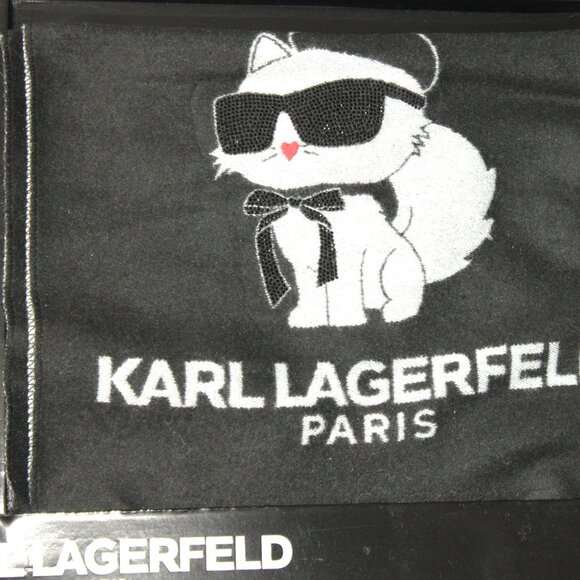Karl Lagerfeld Paris Beanie & Scarf Gift Set Black C’est Moi Cat Rhinestone NIB main image 8